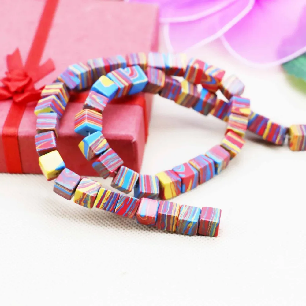 8mmFashionCubeRainbowTurkeySquarelooseDIYbeadsJewelrycrafts