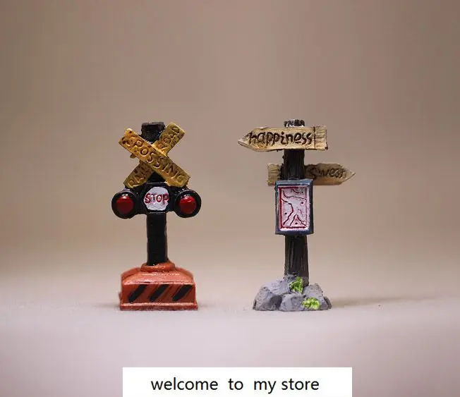 

Simulation miniature model railway scene railway red light way sign accessories ornaments 2PCS/SET