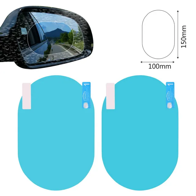 2PCS/Set Anti Fog Car Mirror Window Clear Film Anti-glare Car Rearview Mirror Protective Film Waterproof Rainproof Car Sticker -