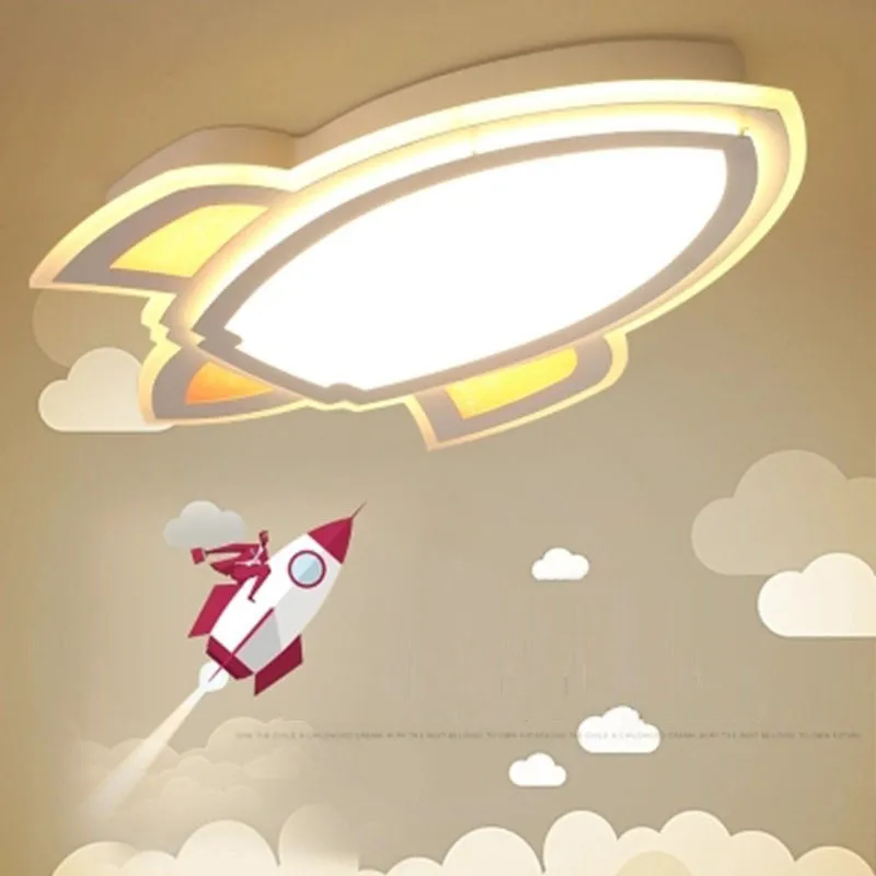 

Cartoon Rocket Ceiling Light Creative Children's Bedroom Light Personality Boy Room Light Modern Remote Control LED Ceiling Lamp