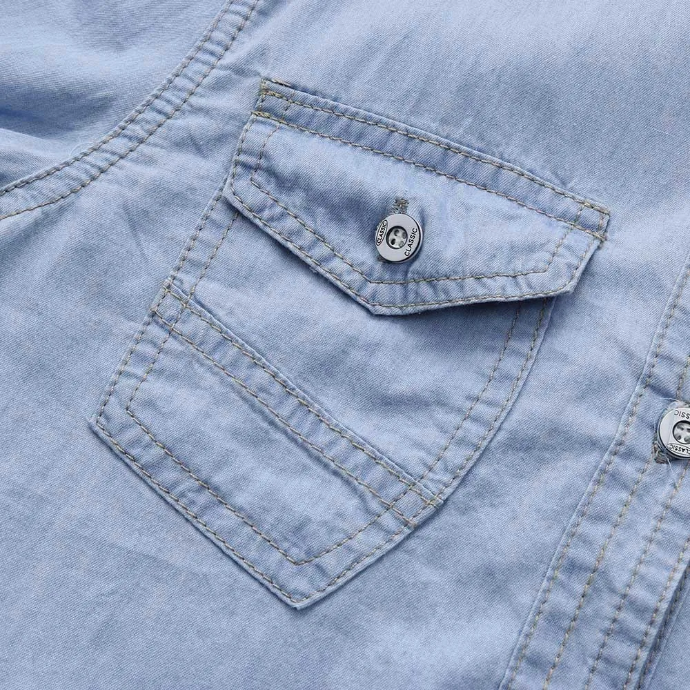 Страуса модная темно-синяя джинсовая рубашка для женщин с длинным рукавом на пуговицах с карманами повседневные женские топы с отложным воротником camisa feminina