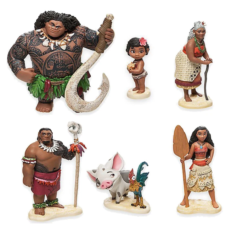 6 шт./компл. 6-12 см Moana Princess Maui Chief Tui Tala Heihei Pua подвижная фигурка Brinquedo игрушки для детей Новогодний подарок