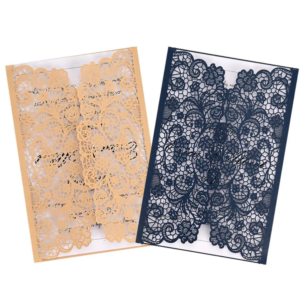  10PCS Hollow-out Wedding Invitation Innovative Romantic Greeting Cards for Business Birthday Party - 33034708029