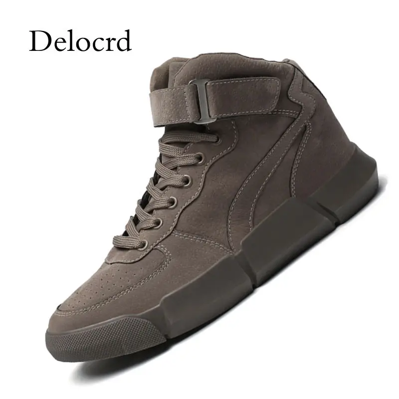 

Trend 2018 Men High Top Shoes Black Gary Lace-up Autumn Winter Warm Casual Shoes For Men Boys Sneakers