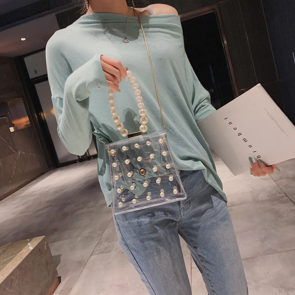 

Fashion girl pearl ring portable Messenger bag ladies cute waterproof bag Crossbody bag carteras mujer de hombro y bolsos