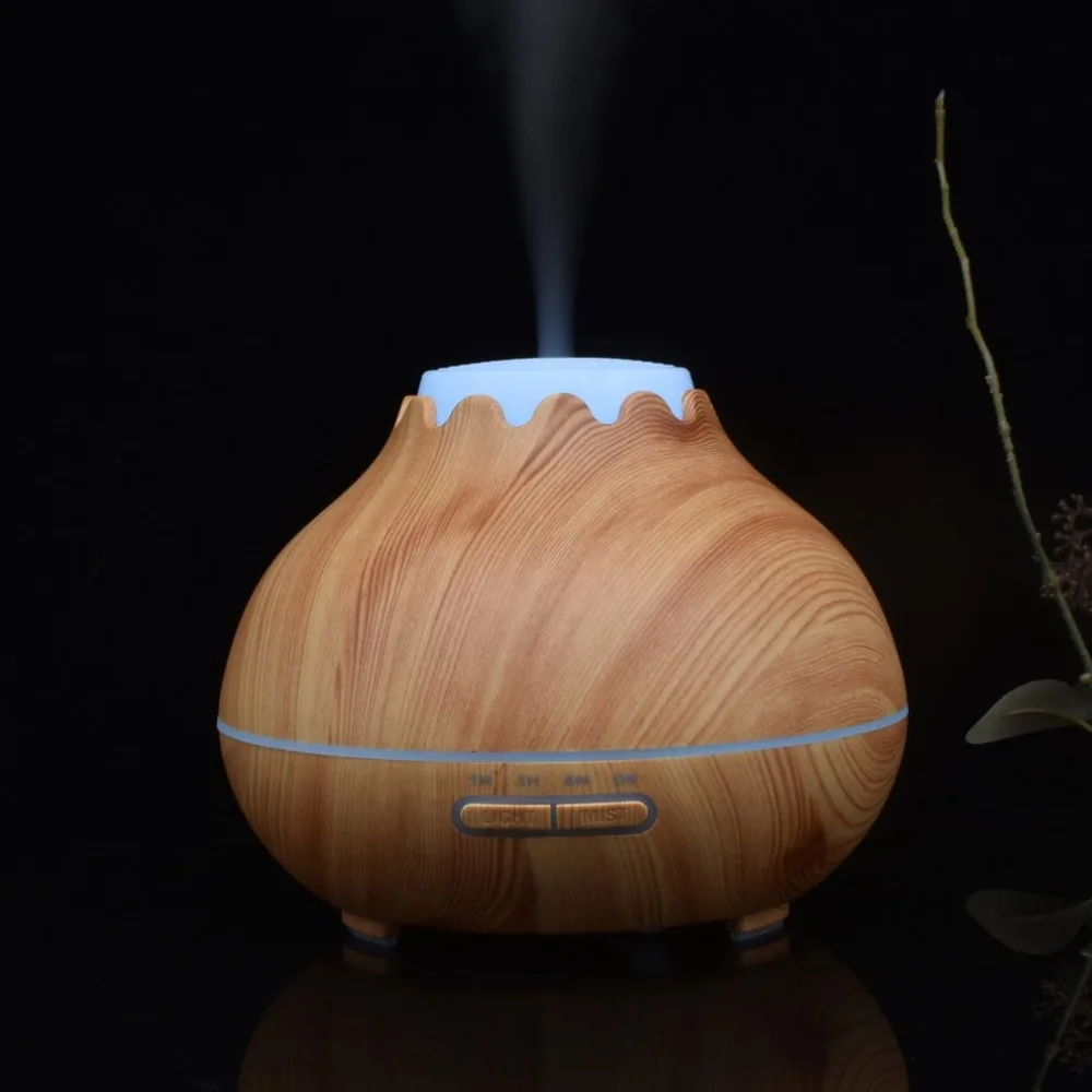 

400ml Aroma Essential Oil Diffuser Ultrasonic Wood Grain Air Humidifier with 7 Color Changing LED Lights for Office Home
