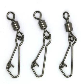 

JOSHNESE 50PCS Stainless Steel Swivels Fishing MS+QL Interlock Rolling Swivel With Hooked Snap Fish Hook Connector