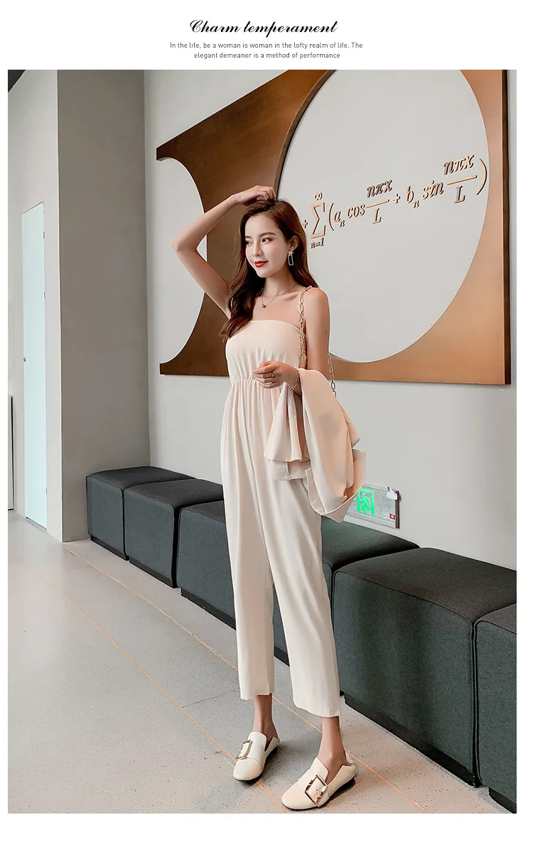 

Suit suit woman 2019 summer new style goddess fan suit jacket topless jumpsuit web celebrity two-piece set