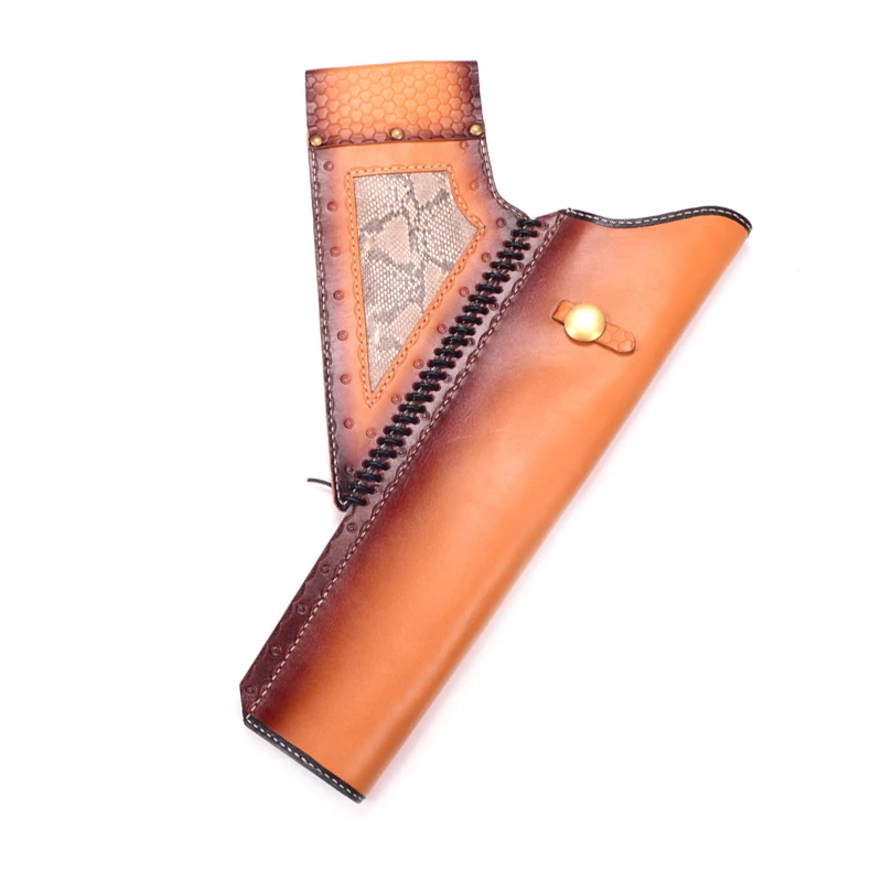 

Handmade Cowhide Archery Quiver Hang on The Waist with Orange Color for Hunting