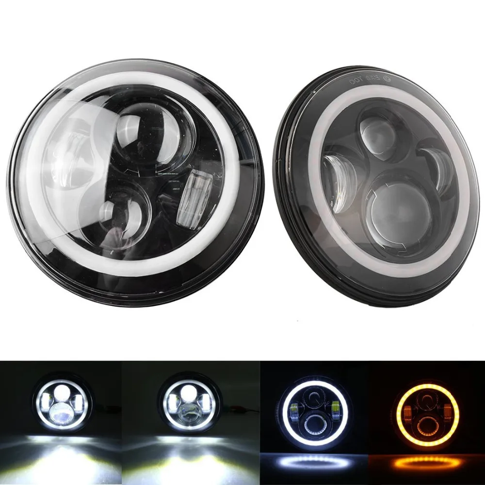 

LED Headlights Bulb with Halo Angel Eye Ring & DRL & High Low Beam for Jeep JK LJ CJ Hummer H1 H2