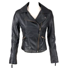 Женская куртка из искусственной кожи; коллекция года; сезон осень-зима; модная короткая дизайнерская мотоциклетная куртка; Верхняя одежда; тонкое кожаное пальто женское из искусственной кожи