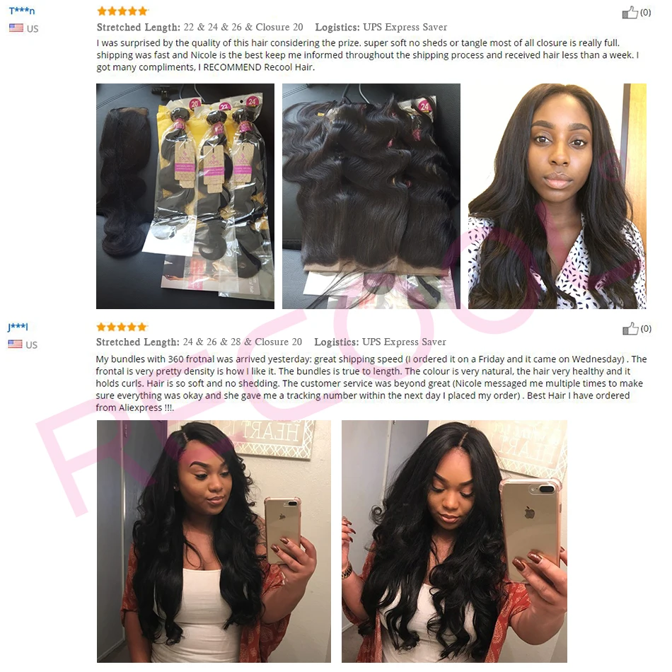 Recool Hair 360 Lace Frontal With Bundle Brazilian Hair Weave