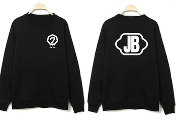 

2015 autumn kpop got7 member name printing black sweatshirt for fans o neck pullover hoodie o neck sudadera