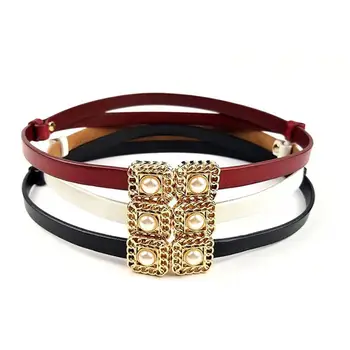 

New Chic Vintage Waist Strap Fashion Women Faux Pearl Hasp Buckle Slim Belt Adjustable Waist Strap Waistband