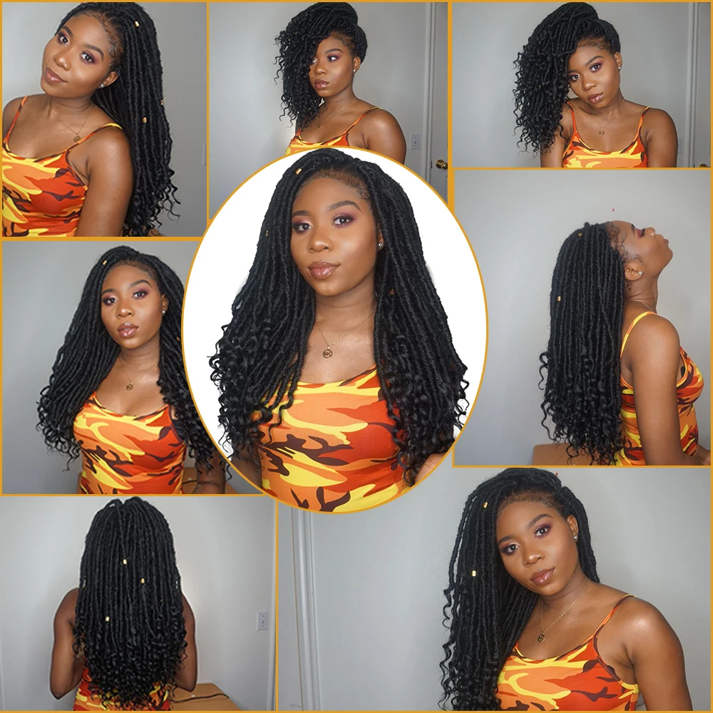 Ombre Goddess Faux Locs Curly вязаные волосы для наращивания с шелковистыми прядями синтетические мягкие Дрянные Locs крючком косы