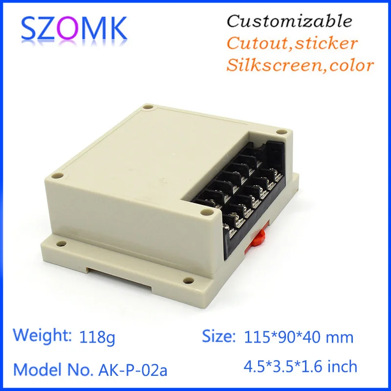

szomk din enclosure plastic box with terminal block (1 pcs) 115*90*40mm electronical junction box electronics plastic housing