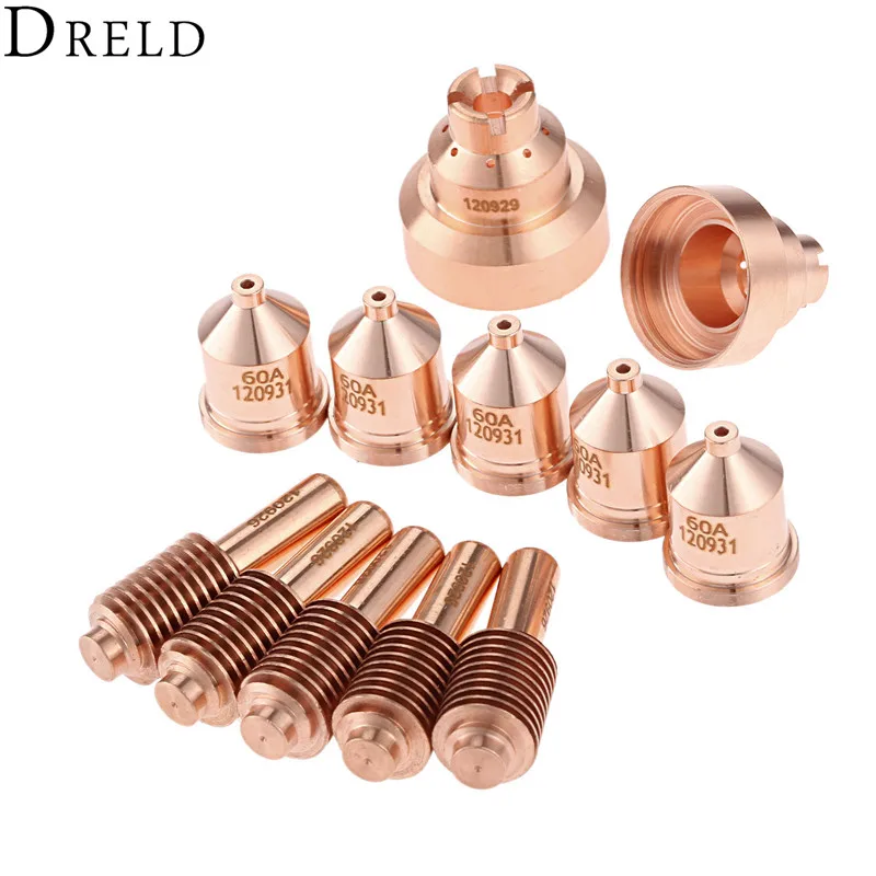 DRELD 12pcs/set Nozzle 120931+Electrode 120926+Shield 120929 For Plamsa Cutting Torch Consumables 1000 1250 1650 RT60 RT80