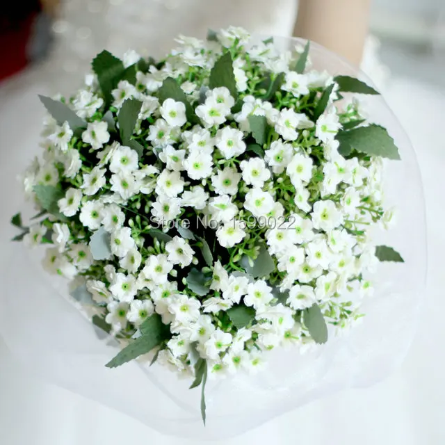 

Artificial bridesmaid flower bouquet bridal bride hand holding flowers for wedding decorations ivory white ramos de novia