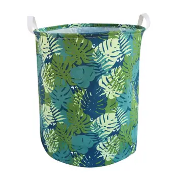 

Cotton Linen Waterproof PE Coating Storage Basket Tropical rainforest style flower Sundries Storage Box dirty laundry basket