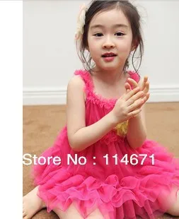 Free shipping(5pcs/lot)2013 Summer Girls Korean Version Girl's Sleeveless Hot Veil Dress Kids Grenadine Sling Dresses Vest | Детская