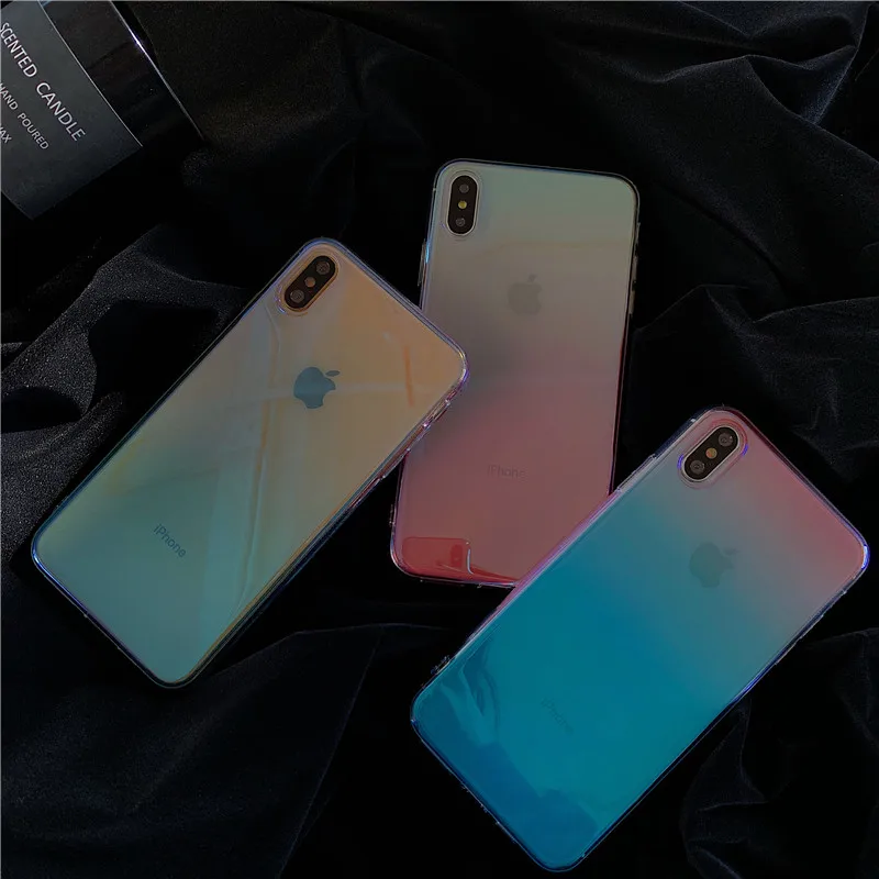 

Colorful Gradient Transparent Case for Iphone Xs Max Xr Glitter Clear Tpu Case for Iphone 7 8plus 6s X Soft Back Cover