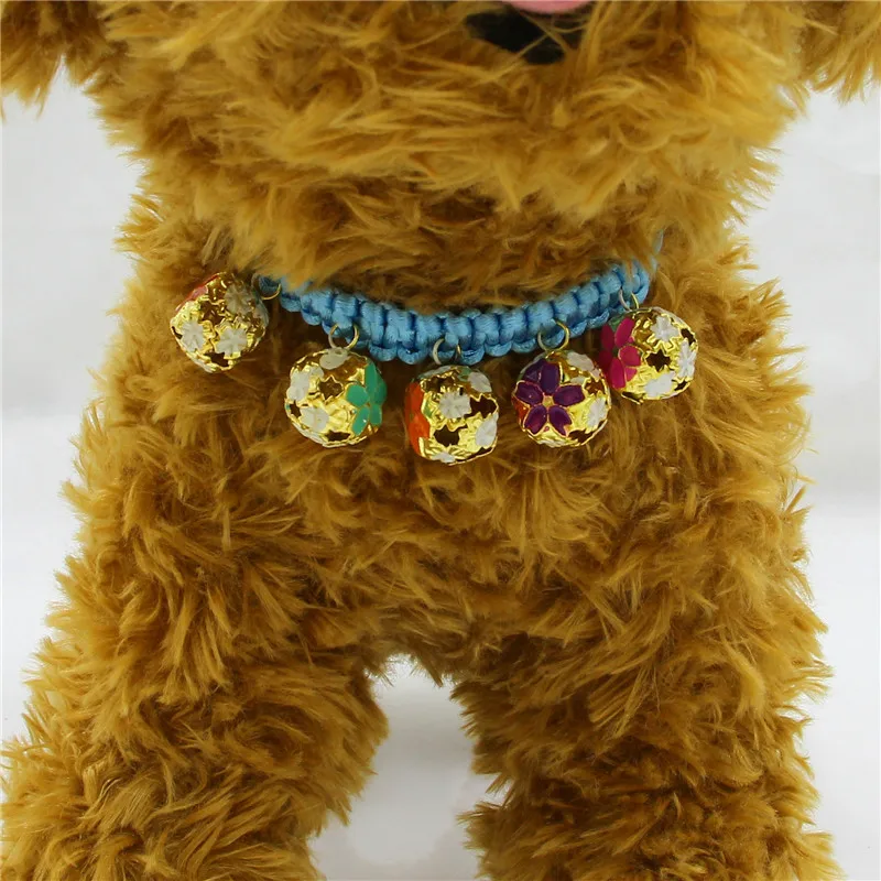 New Lovely Pet Dog Collar Simple Colourful Hand Knit Collar WIth Bell