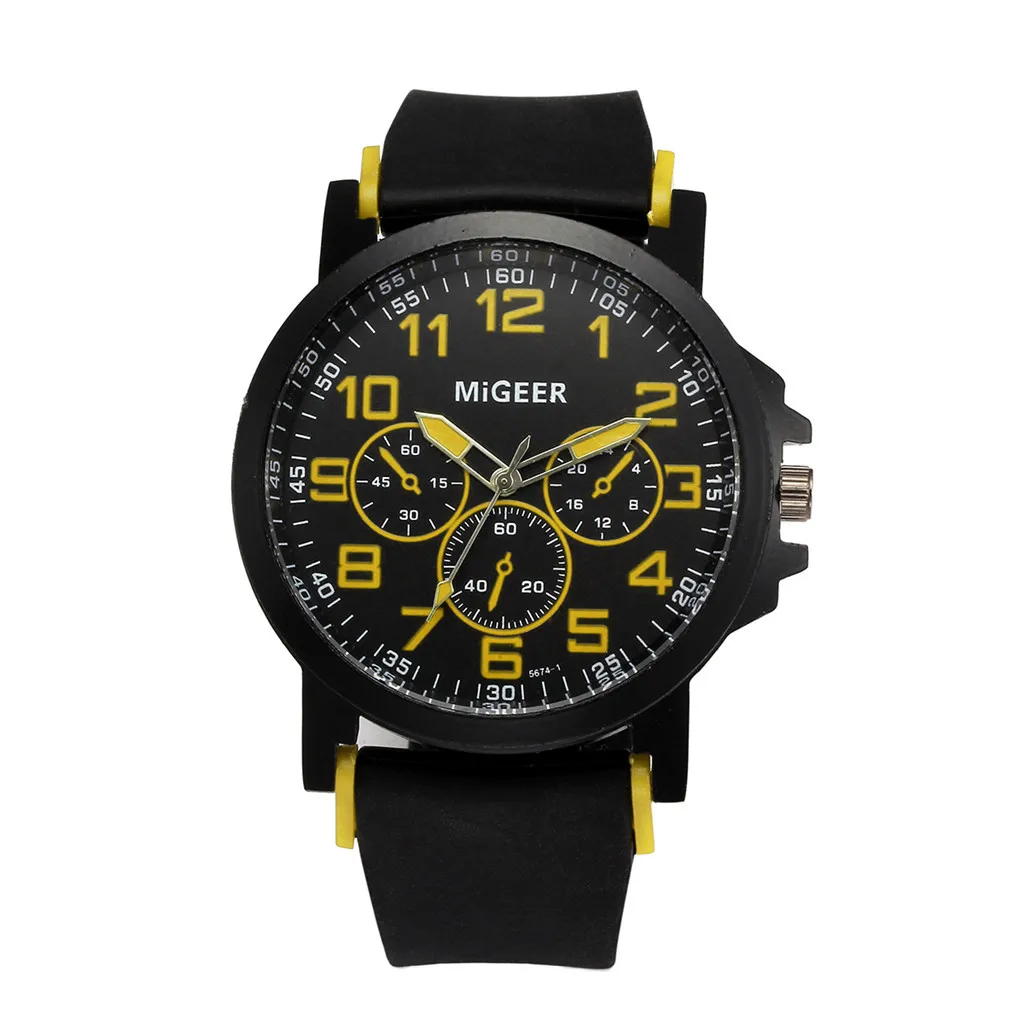 

2019 Man Casual Sport Quartz Watch Men Classic Black Silicone Belt Stainless Steel Sports Watches Men's Quartz montre homme F4
