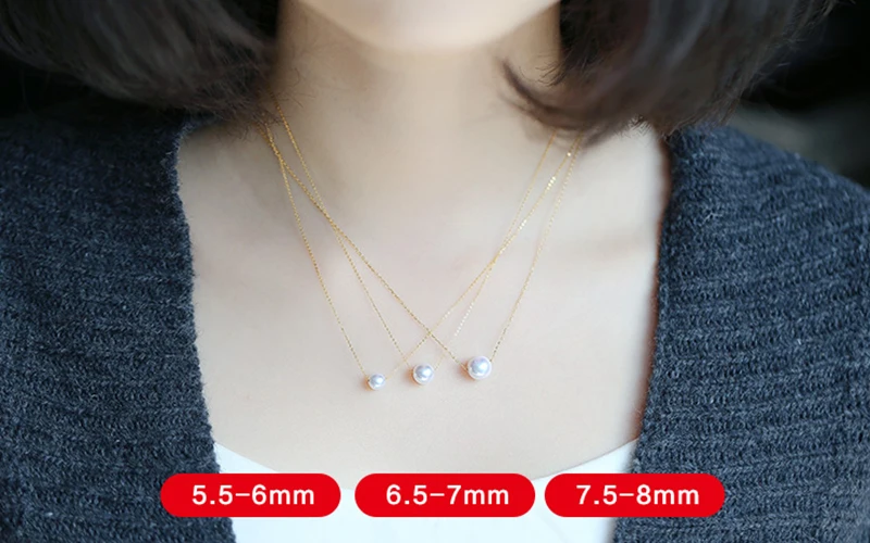 Au750 18k gold chain pearl charm necklace (17)