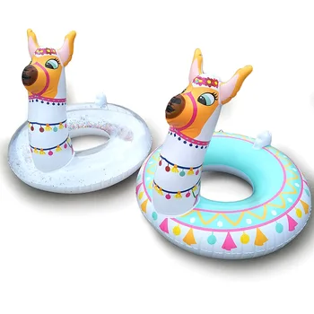 

Cartoon Alpaca PVC Swimming Ring Pool White Inflatable Pool Seat Swimming Ring Pool Party Swimming Circle for Adults