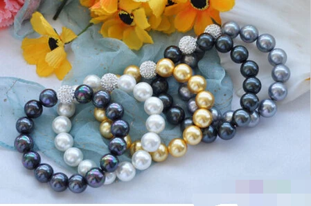 

000153 round shell pearl bead bracelet 5pcs