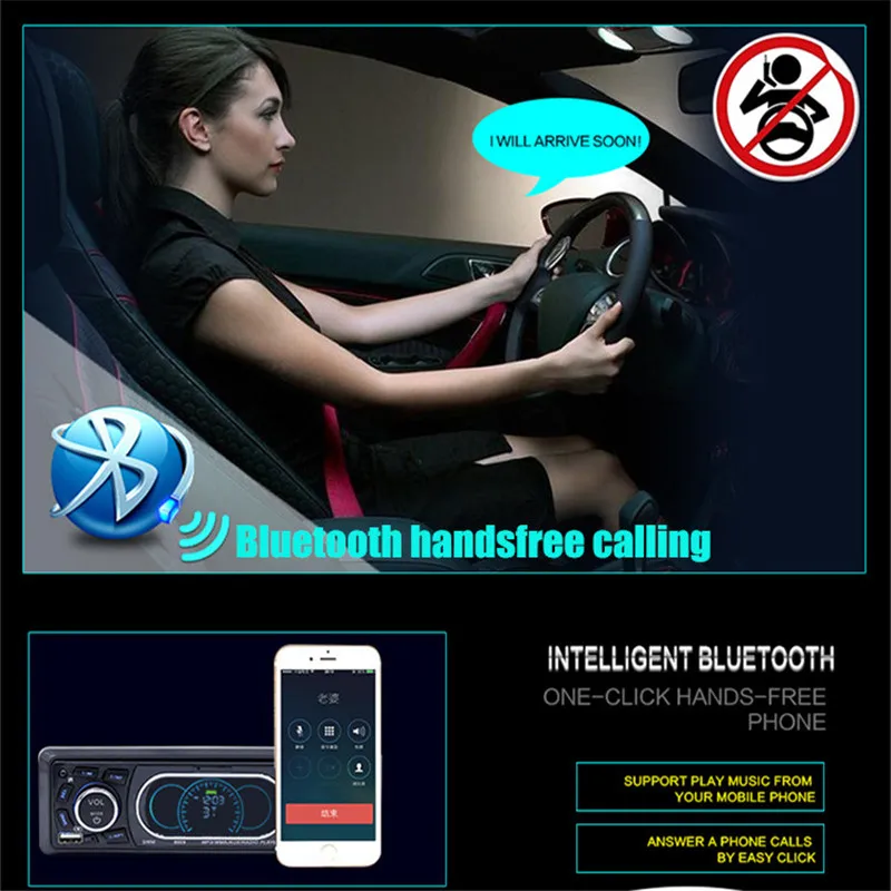 1 Din 12 в Bluetooth 4 0 автомобильный радиоприемник громкой связи Автомобильный FM