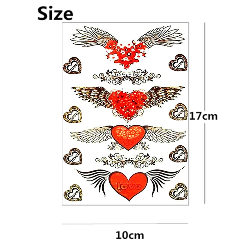 نو-TATY الملاك أجنحة الحب القلب المؤقتة الوشم هيئة الفن الذراع فلاش الوشم ملصقات 17*10 سنتيمتر للماء الحناء ألم