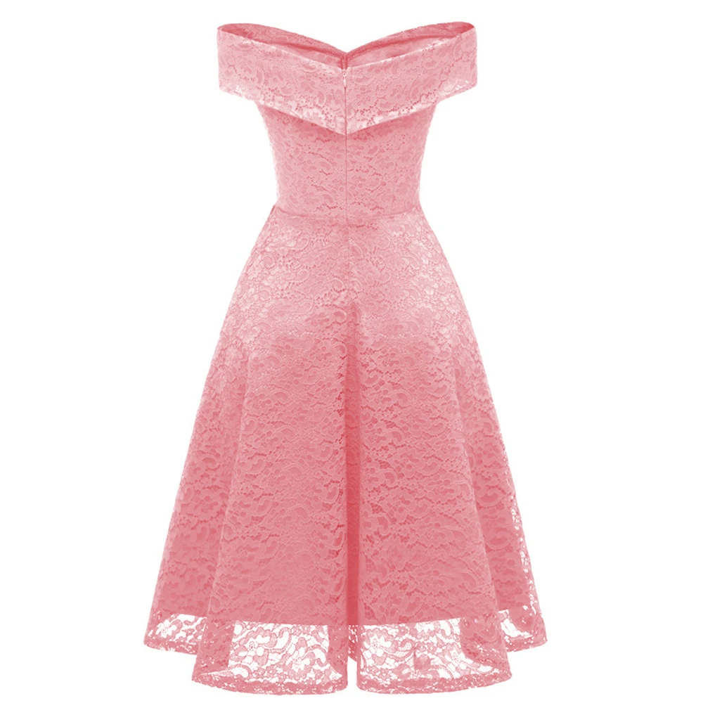 

Sexy Slash Neck Lace Swing Dress Summer Fashion Women Sleeveless Tunic Dresses 2019 New Fit And Flare Clubwear Party Vestidso