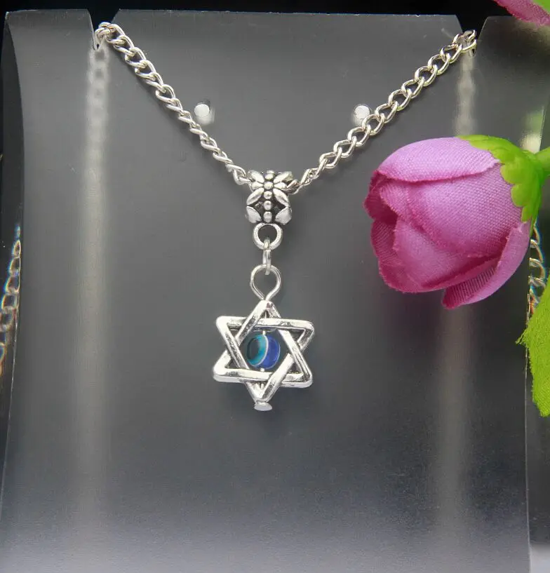 

2015 Hot Vintage Silver Star of David&Evil Eye Charm Pendants Necklace Fashion Jewelry Findings Accessories For Woman 10PCS F906