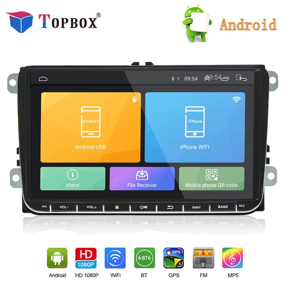 

Topbox Android 8.1 Car radio Car GPS Navigation 9'' Autoradio For SKODA GOLF 5 Golf 6 POLO PASSAT B5 B6 TIGUAN DVD player BT RDS