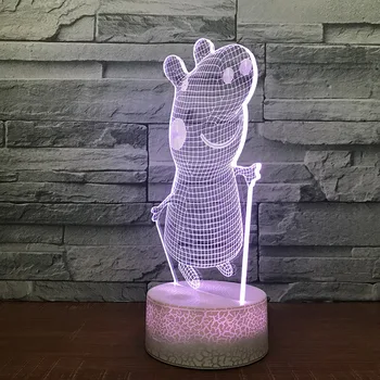 

3D Cartoon Pig LED RGB Night Light 7 Color Change Desk Light Action Figures 042 Boys Girls Christmas Toys