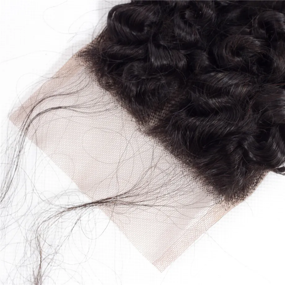 Шикарные волосы перуанские вьющиеся волосы Кружева Закрытие 4x4 бесплатно/средний/три части Remy человеческие волосы закрытие "-22" натуральный цвет
