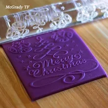 Счастливого Рождества акриловая тиснение скалка для помадки подарок Кондитерские украшения выпечки Кухонные аксессуары Подарочные инструменты