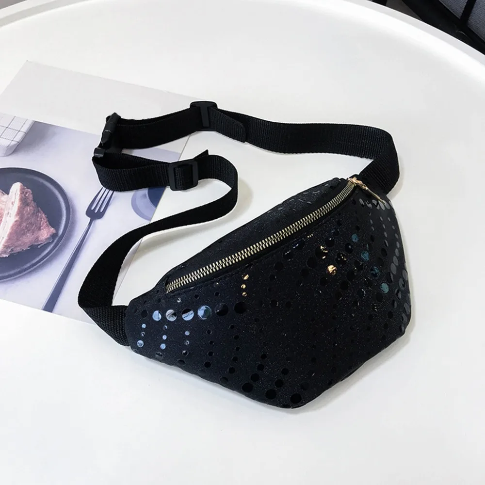 Для женщин блесток Fanny Pack модная женская поясная сумка 2019 Новый Грудь чехол сумка блеск бум Ремни сумки Талия пакеты