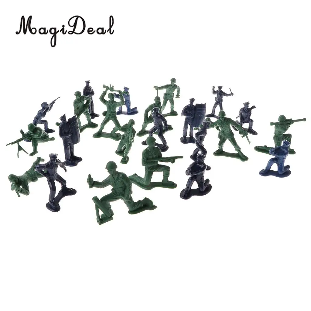 MagiDeal 5cm Plastic Army Men Action Figures Soldiers&Police Toy for Army Sand Scene Landscape Children Boys Toys Cool Gift