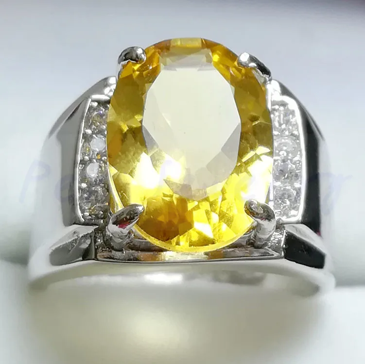 

Men ring Citrine ring Natural real citrine Finger ring 6.5CT gemstone 925 sterling silver Fine yellow crystal jewelry #SL1808021