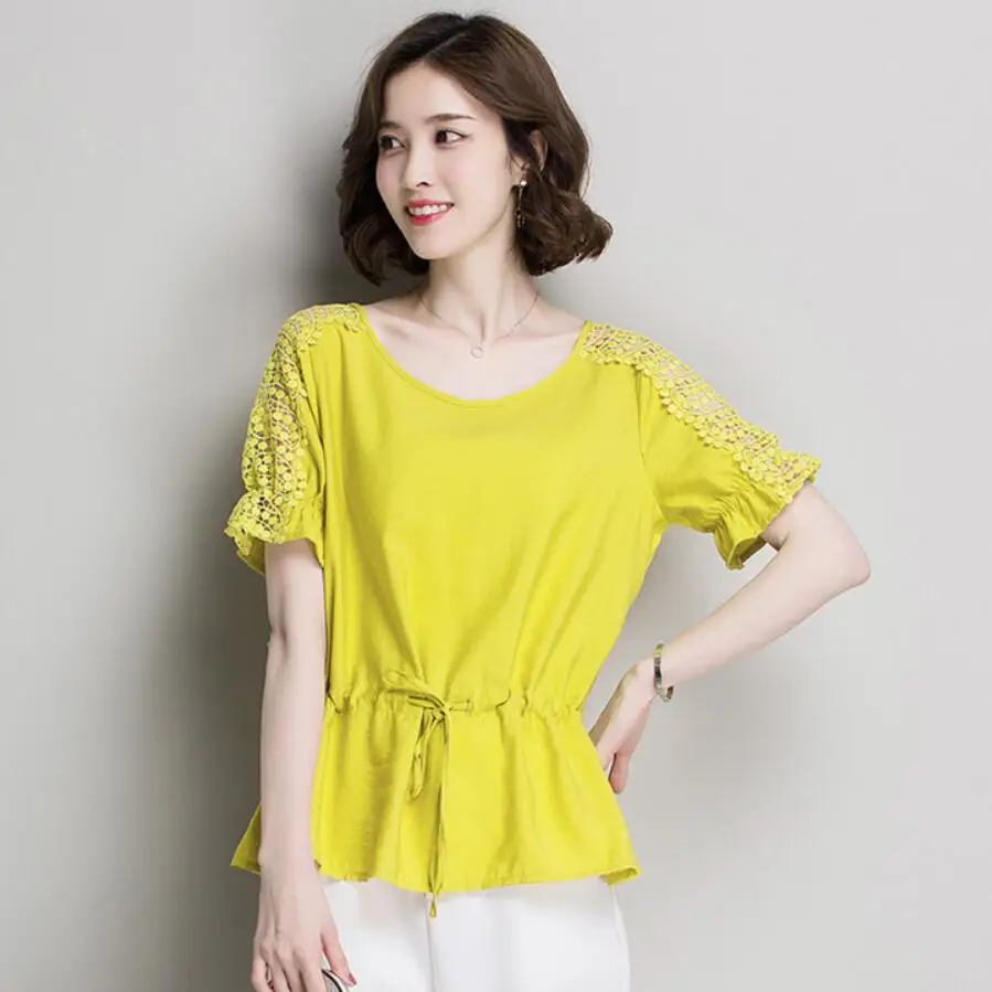 Free-Shipping-New-Summer-Korean-Fashion-Blouse-Women-Short-Sleeve-Solid ...