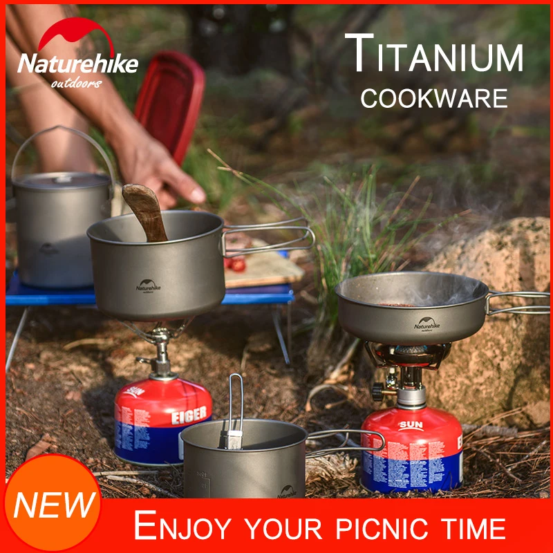 

Naturehike-Titanium Cookware, Frying Pan Pot, Mug Bowl, Ultralight, Outdoor, Backpacking, Camping, Picnic Utensil, 800ml, 1300ml