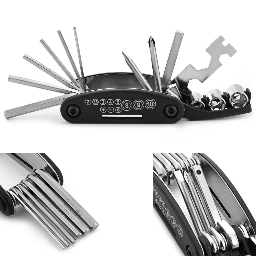 16 In 1 Bicycle Repair Tools Kit Bike Multifunctional Spoke Wrench