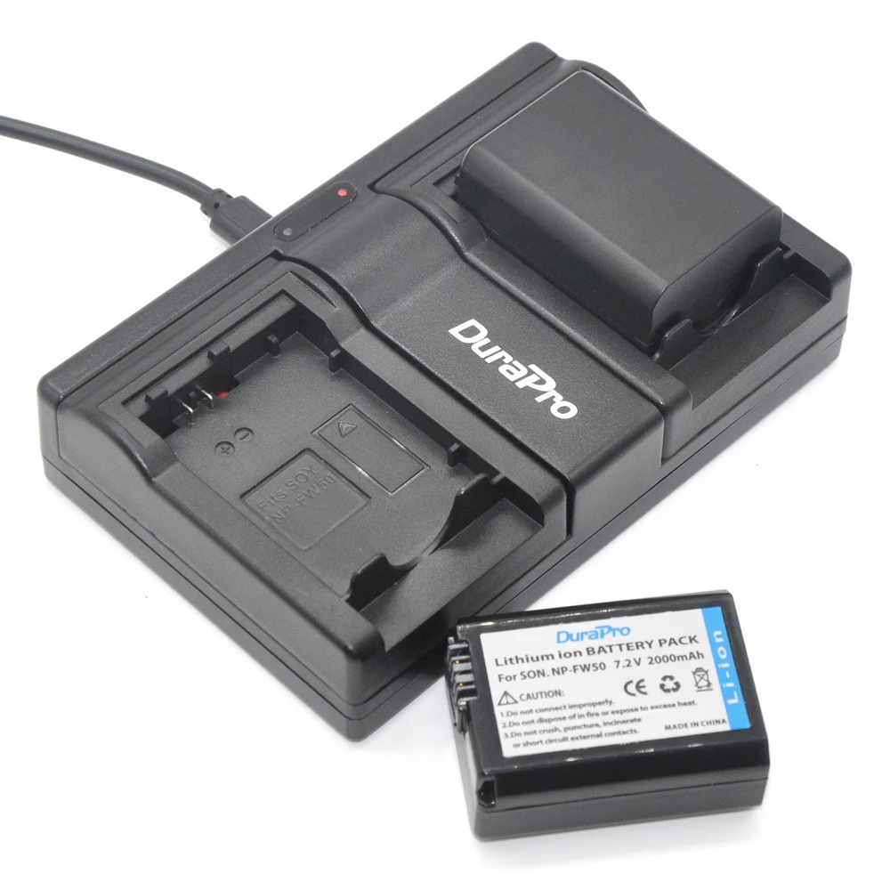 2pcs 2000mAh NP FW50 NP FW50 Battery + USB Dual Charger for SONY NEX 5T