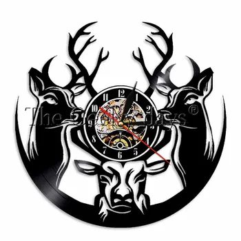 

1Piece Merry Christmas Deer Vinyl Clock Home Decor Animals Wall Art LED Light Wall Clock Modern Nightlight For Children Gift