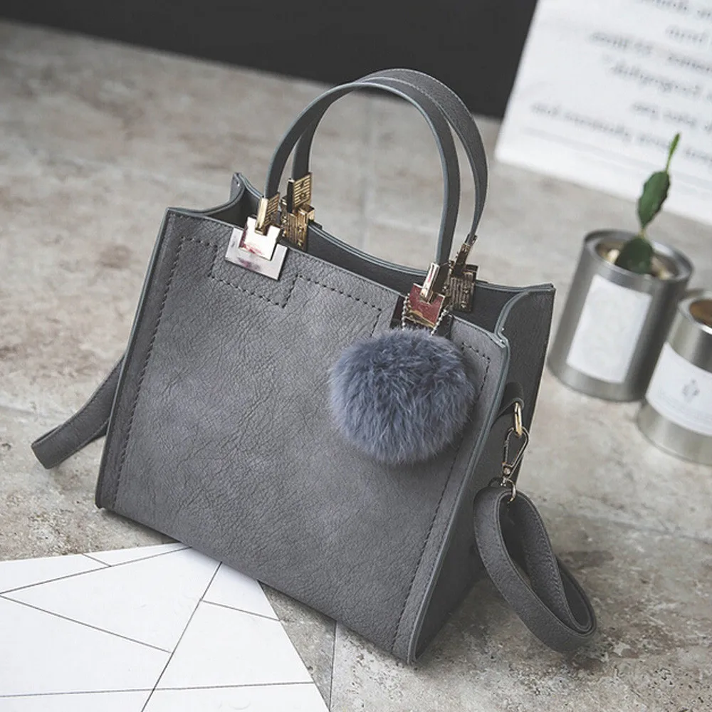 

Handbag women shoulder bag luxury handbags women bags designer High-grade Scrub leather messenger bag Hairball women bag #Zer