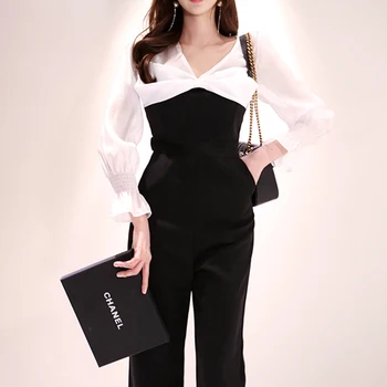 

fashion work style women temperament comfortable high quality regular jumpsuit new arrival elegant OL casual patchwork jumpsuit