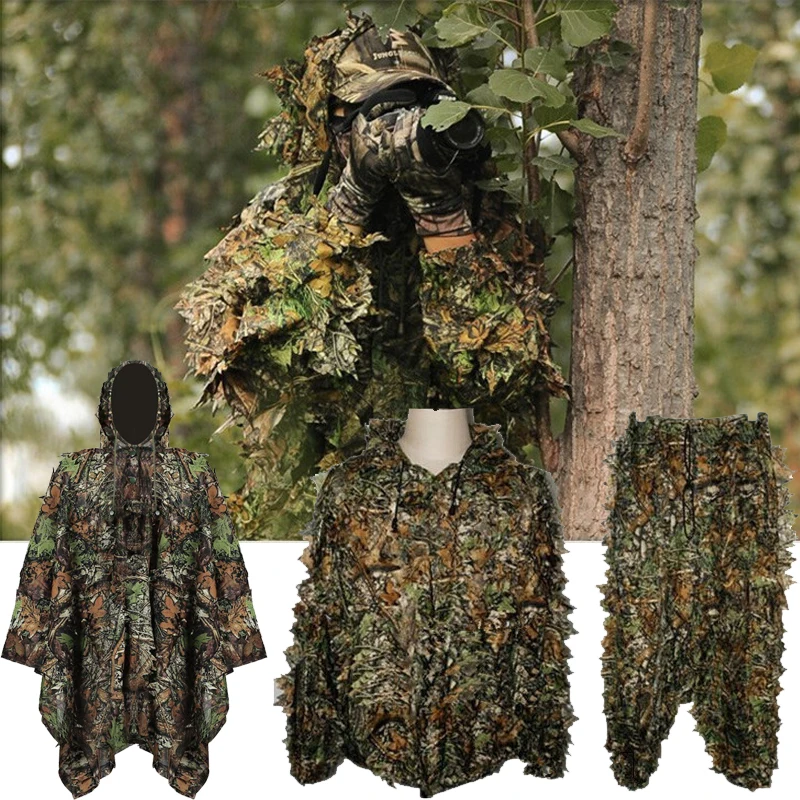 SJ Maurie Высокое качество 3D лист Ghillie Костюмы камуфляж пончо плащ Охота лесная