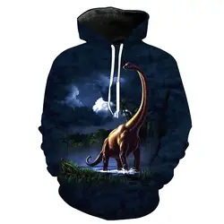 Прохладный 3D печати Куртки с динозаврами Для мужчин/wo Для мужчин хип-хоп Уличная толстовка с капюшоном 2019 Весна мальчиков холодных синих